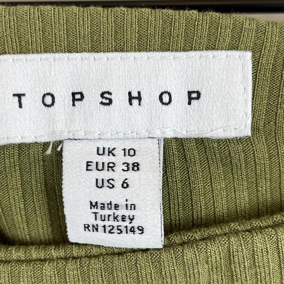 Topshop olive green ribbed lined cropped strapless bandeau tube top 6 or small - Picture 9 of 12